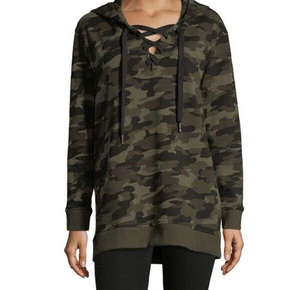 Highline Collective Sweaters - Highline Collective Lace-Up Camo Print Hoodie